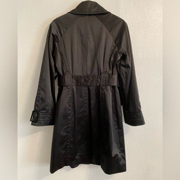 NWOT Jessica Simpson Sz M Classic Black Trench Coat, Belted - Picture 10 of 12